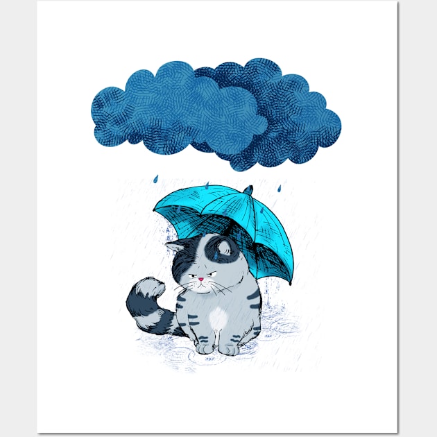 rain cat Wall Art by derrickcrack